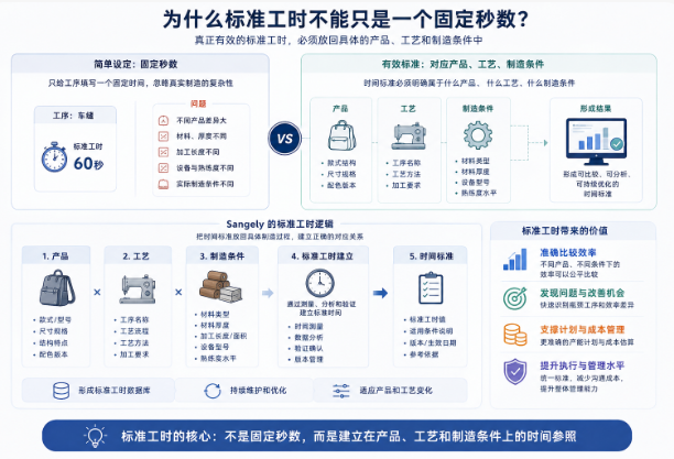 The relationship among standard time, products, processes and manufacturing conditions