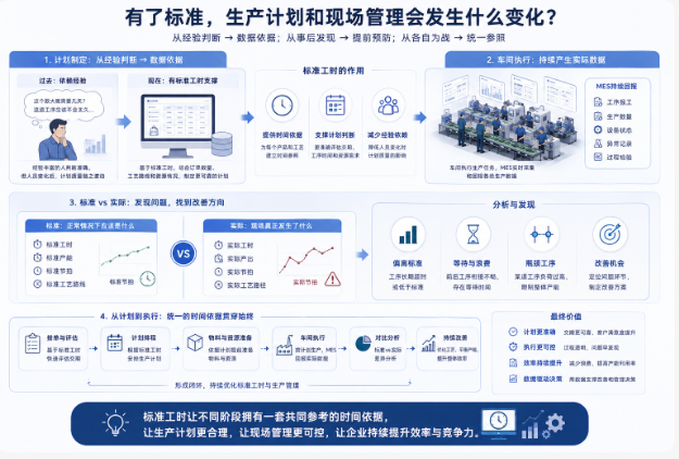 Standard time connecting production planning, shop-floor execution and continuous improvement